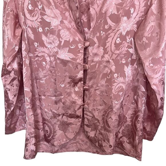 Victoria’s Secret Gold Label Vintage 90s Pink Satin Floral PJ Set Medium - Picture 6 of 16
